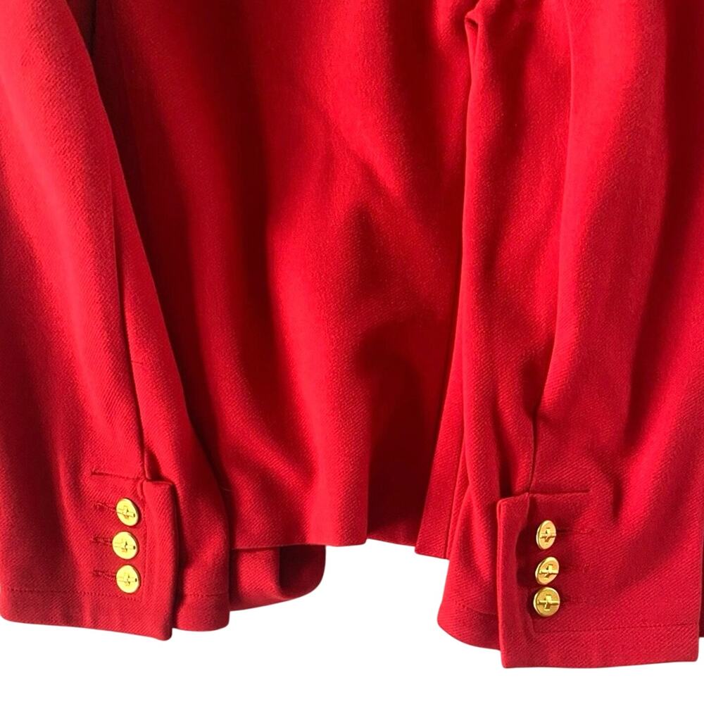 VTG Cabi Beau Red Cropped Blazer‎ Jacket Size 6 Gold Buttons Bow Preppy Holiday - Picture 12 of 14